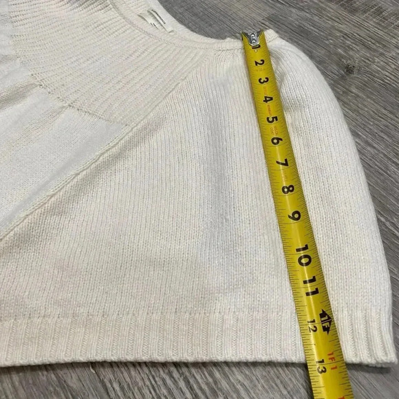 Anthropologie Ribbed Sweater Large Cream Knit Butterfly Sleeve Wool Blend EUC - Picture 12 of 13